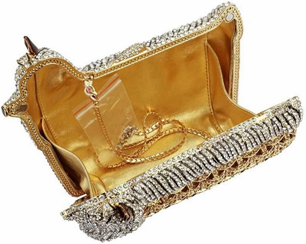 Cute Puppy Evening Bag for Women Rhinestone Clutch Purse Animal Crystal Clutch Poodle Dog Wedding Handbag for Party