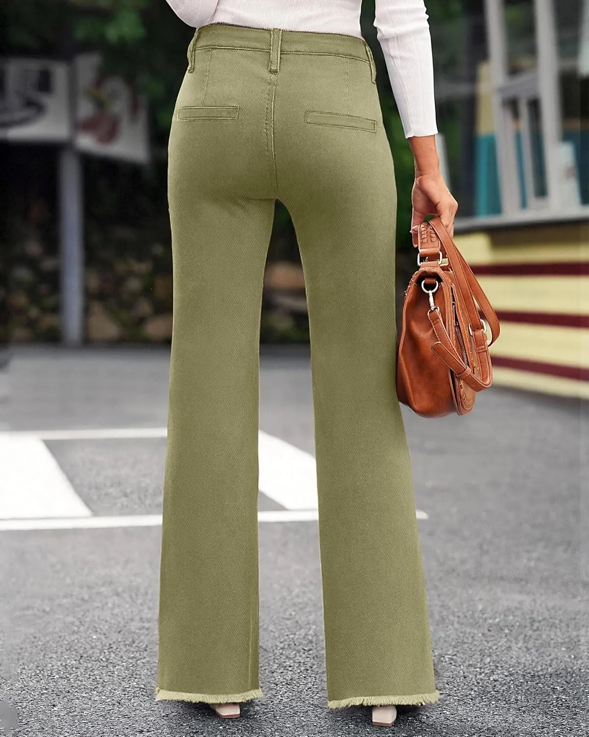 Denim Women Cropped Trousers Jeans Pants Leg Jeans High Rise Pants Stretchy with Pockets