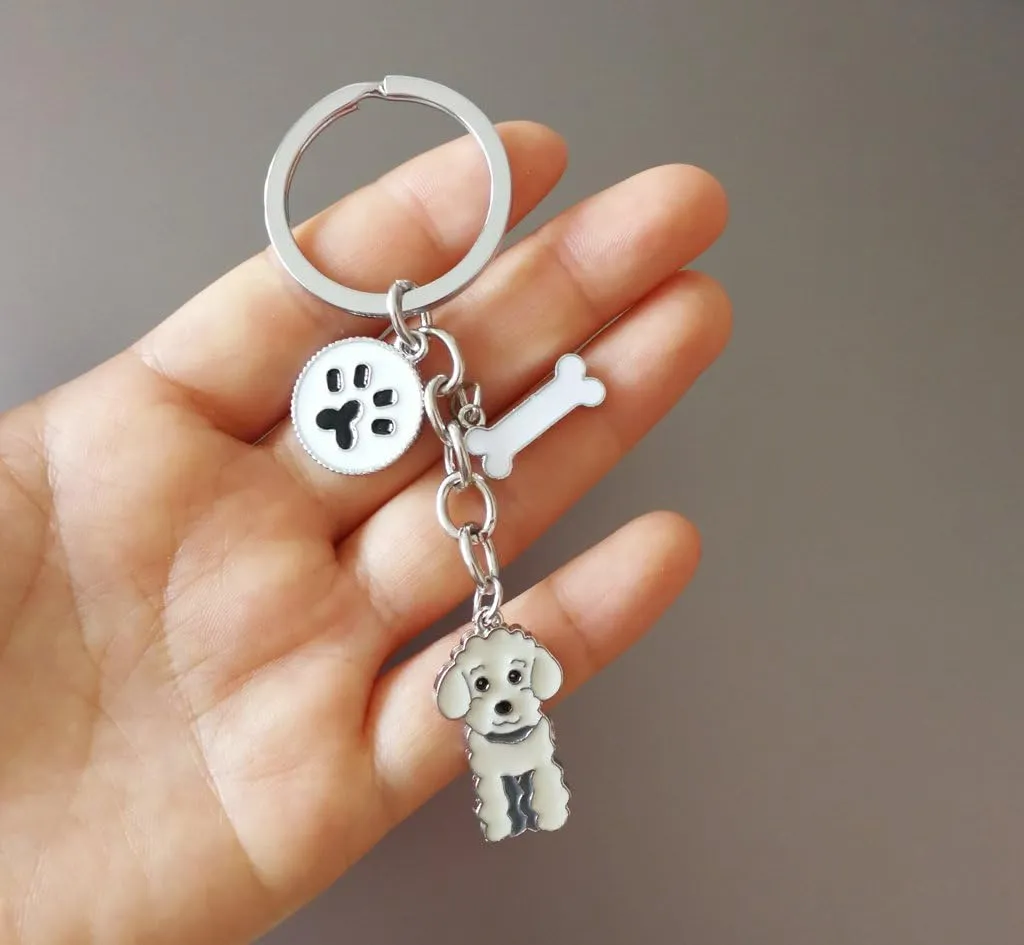 Dog Keychain,Lovely Dog Key-ring Portable Metal Keychain Keyring Key Decor Car Keyring Decoration