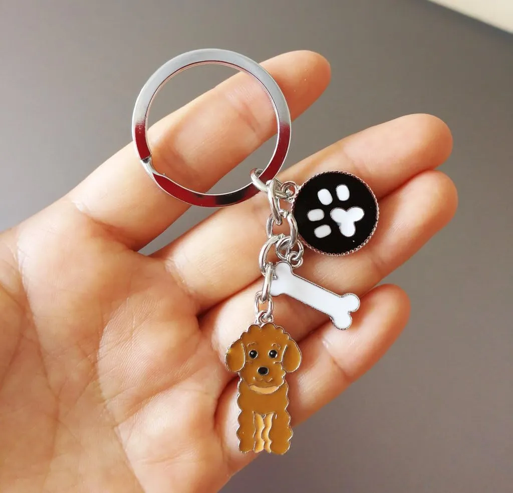 Dog Keychain,Lovely Dog Key-ring Portable Metal Keychain Keyring Key Decor Car Keyring Decoration