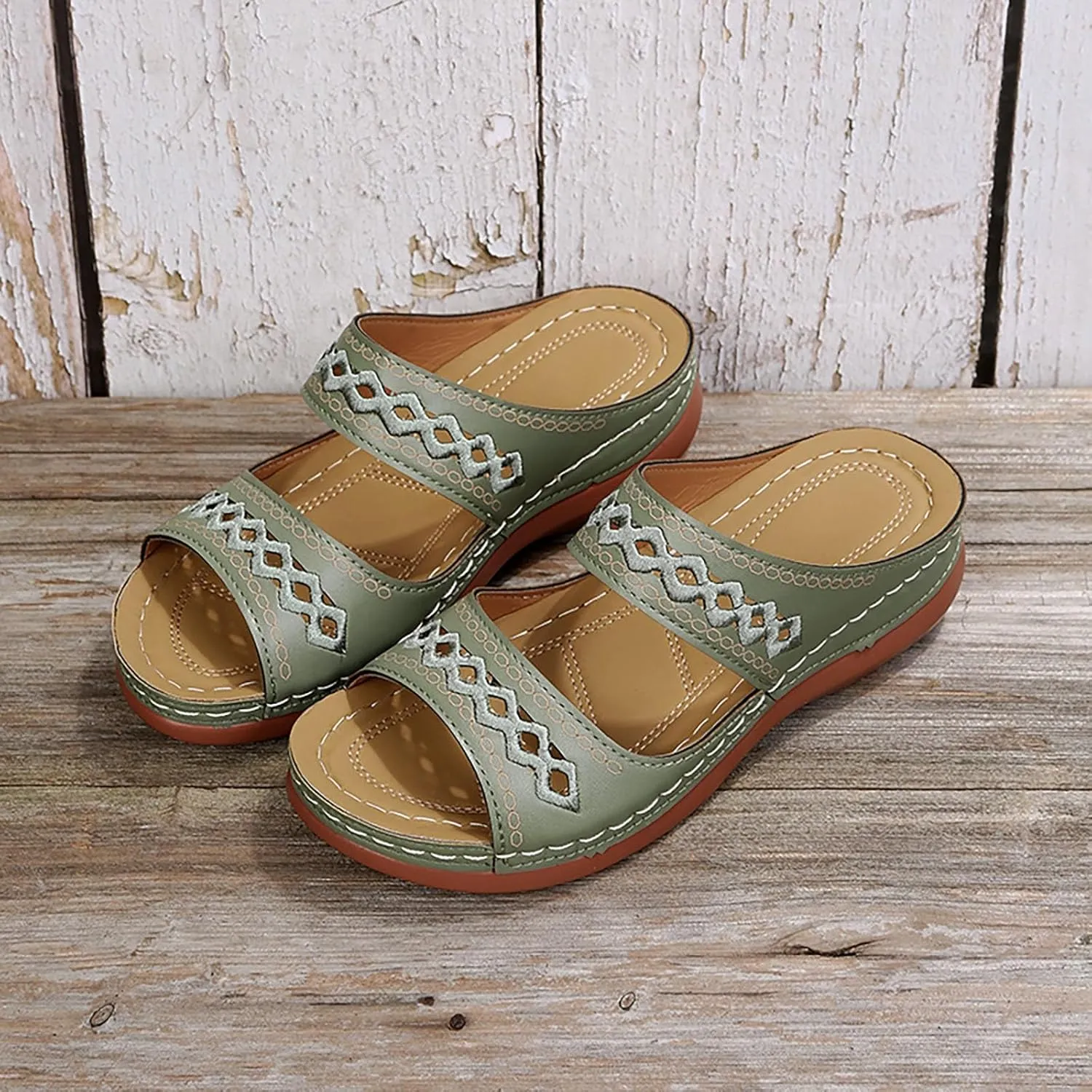 Dotmalls Womens Sandals Comfortable Dressy Wedge Sandals Bohemian Hollow OrthopedicSandals Open Toe Summer Slides
