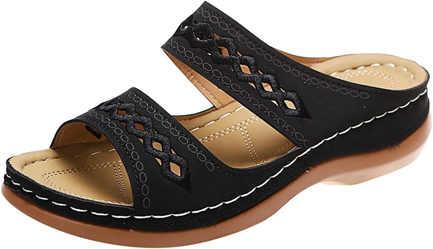 Dotmalls Womens Sandals Comfortable Dressy Wedge Sandals Bohemian Hollow OrthopedicSandals Open Toe Summer Slides