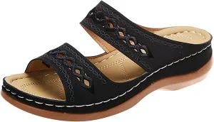 Dotmalls Womens Sandals Comfortable Dressy Wedge Sandals Bohemian Hollow OrthopedicSandals Open Toe Summer Slides