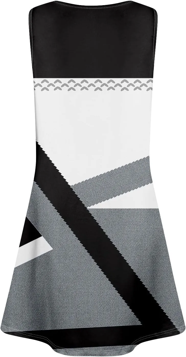 Dresses for Women U Neck Sleeveless Sundress Printed Casual Mini Dress Loose Stylish Dress Boho Vacation Sundresses
