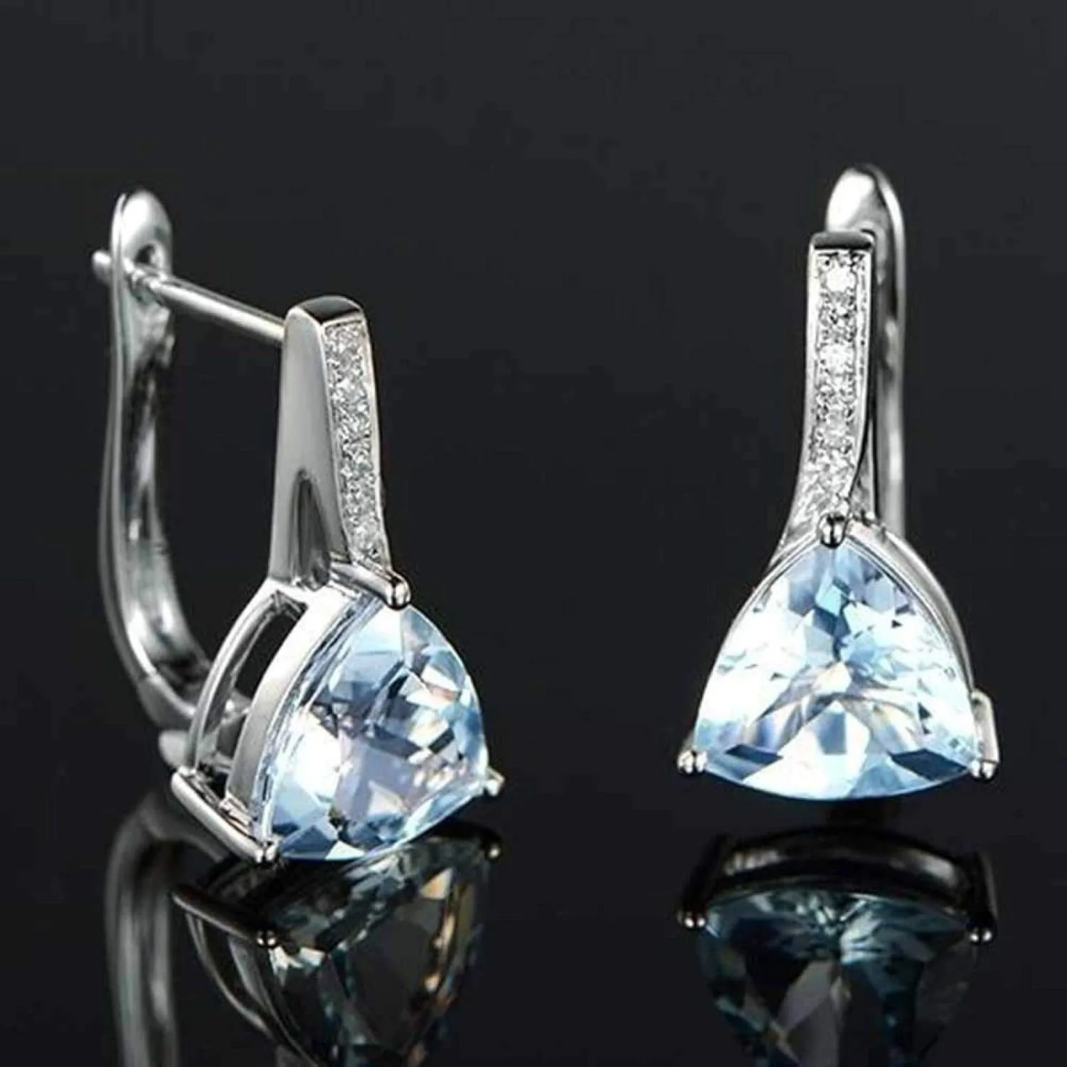 Earring Hoop Stud Drop & Dangle, Elegant Women Faux Sapphire Rhinestone Inlaid Drop Huggie Earrings Eardrops for Women Teen Girls Birthday Christmas Friends Gift