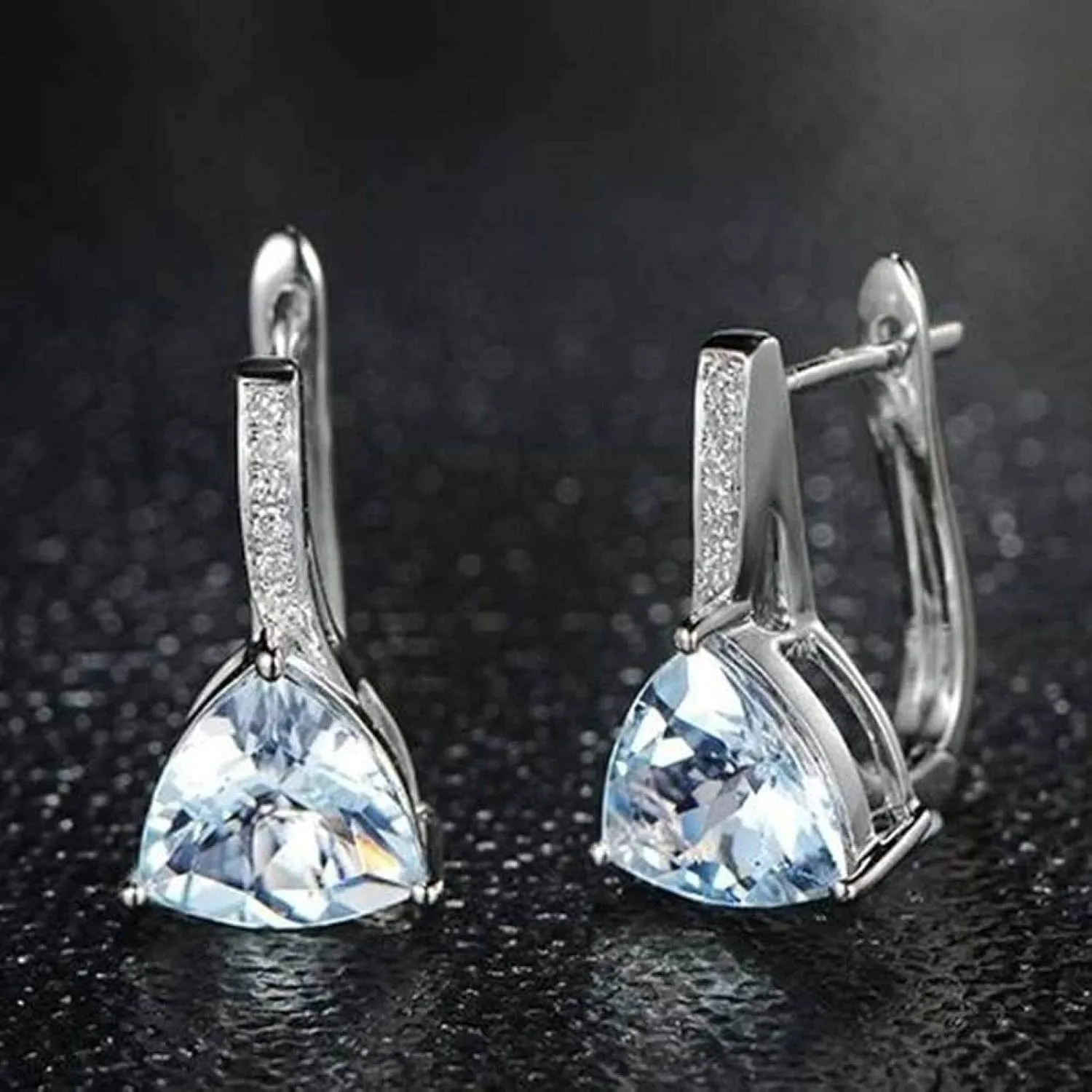 Earring Hoop Stud Drop & Dangle, Elegant Women Faux Sapphire Rhinestone Inlaid Drop Huggie Earrings Eardrops for Women Teen Girls Birthday Christmas Friends Gift