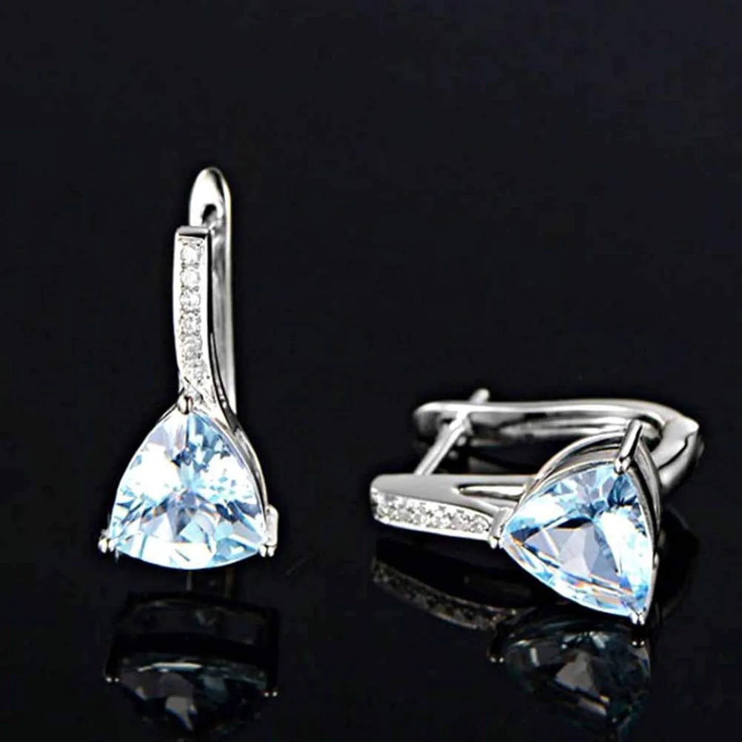 Earring Hoop Stud Drop & Dangle, Elegant Women Faux Sapphire Rhinestone Inlaid Drop Huggie Earrings Eardrops for Women Teen Girls Birthday Christmas Friends Gift