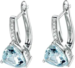 Earring Hoop Stud Drop & Dangle, Elegant Women Faux Sapphire Rhinestone Inlaid Drop Huggie Earrings Eardrops for Women Teen Girls Birthday Christmas Friends Gift