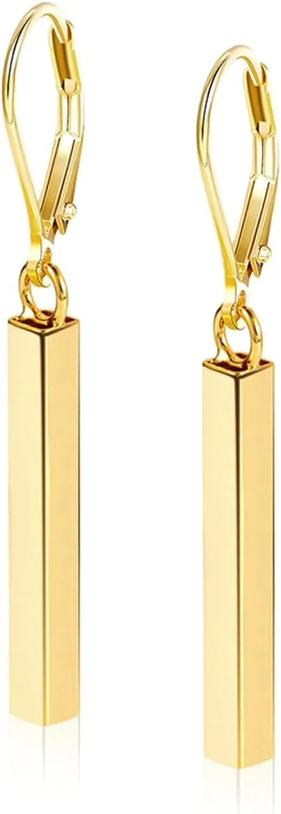 Earrings for Women Trendy New Sterling Silver Dangle Bar Drop Earrings Dangle Earrings for Women 14K Gold Hypoallergenic Dangle Drop Earrings for Girls Jewelry Gift
