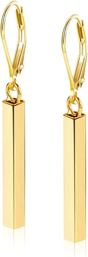 Earrings for Women Trendy New Sterling Silver Dangle Bar Drop Earrings Dangle Earrings for Women 14K Gold Hypoallergenic Dangle Drop Earrings for Girls Jewelry Gift