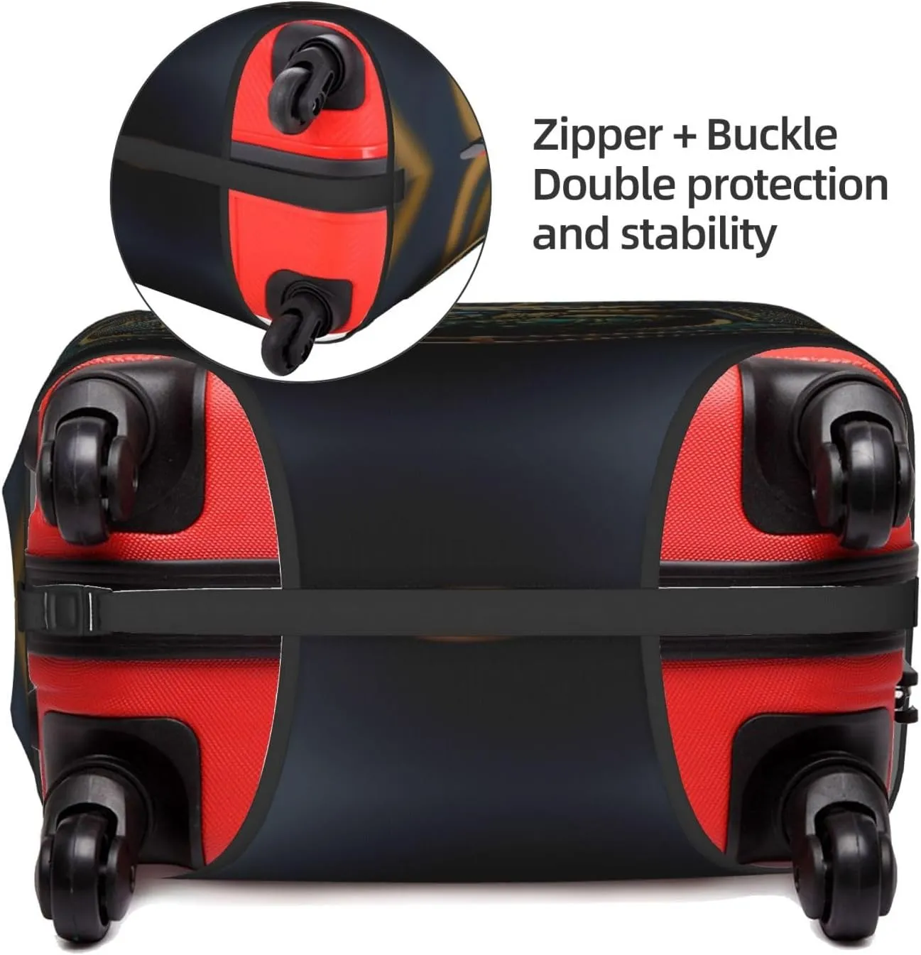 Egyptian Scarab Print Practical Elastic Washable Travel Luggage Cover with Concealed Zipper for Suitcases