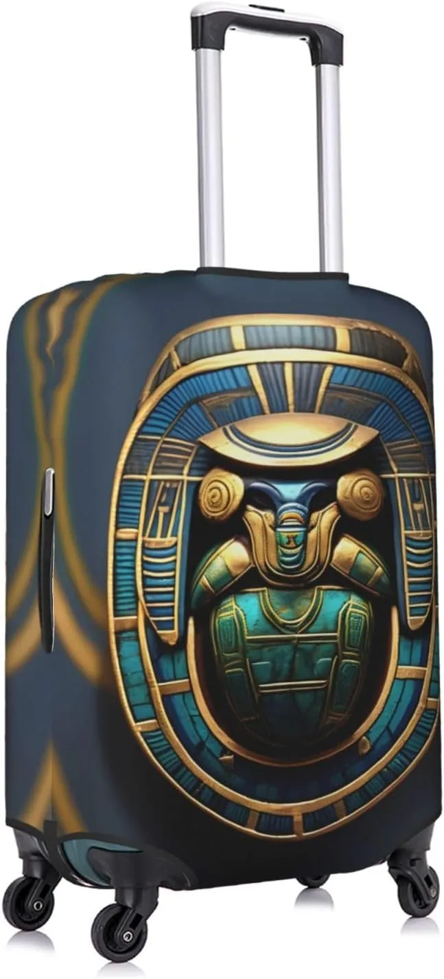 Egyptian Scarab Print Practical Elastic Washable Travel Luggage Cover with Concealed Zipper for Suitcases