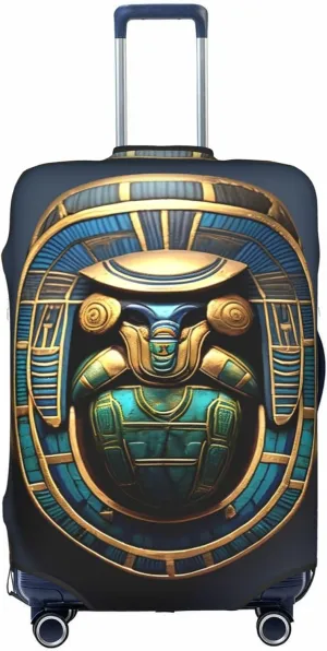 Egyptian Scarab Print Practical Elastic Washable Travel Luggage Cover with Concealed Zipper for Suitcases