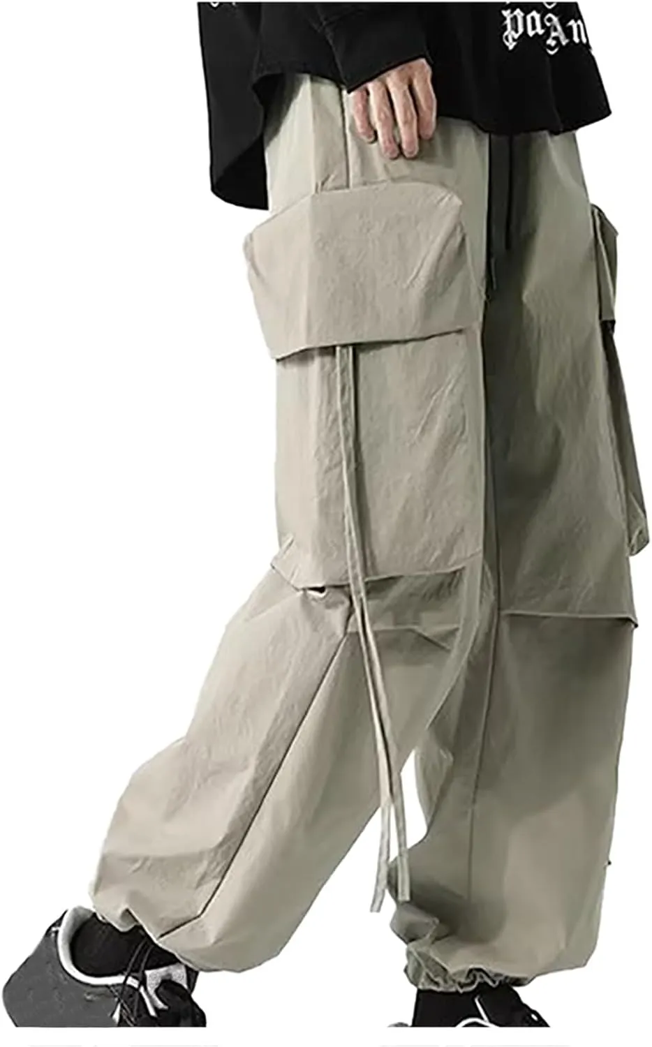 Elastic Waistband Cargo Pants for Men Belted Foot Pant Baggy Lounge Pants Pants Long Cargo Pants Jogger Dress Pants