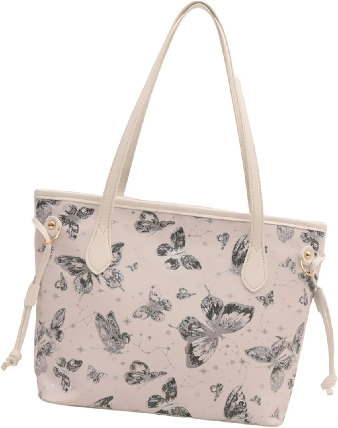 Elegant Butterfly Pattern Large Capacity Top Handle Bag Functional Casual Shoulder Purse PU Leather Satchel for Women