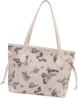 Elegant Butterfly Pattern Large Capacity Top Handle Bag Functional Casual Shoulder Purse PU Leather Satchel for Women