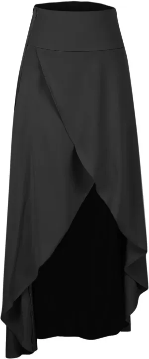 Elegant Maxi Skirt for Women 2024 Wrap Asymmetrical High Waist Casual Flowy Skirts Stylish Slit Summer Long Skirts