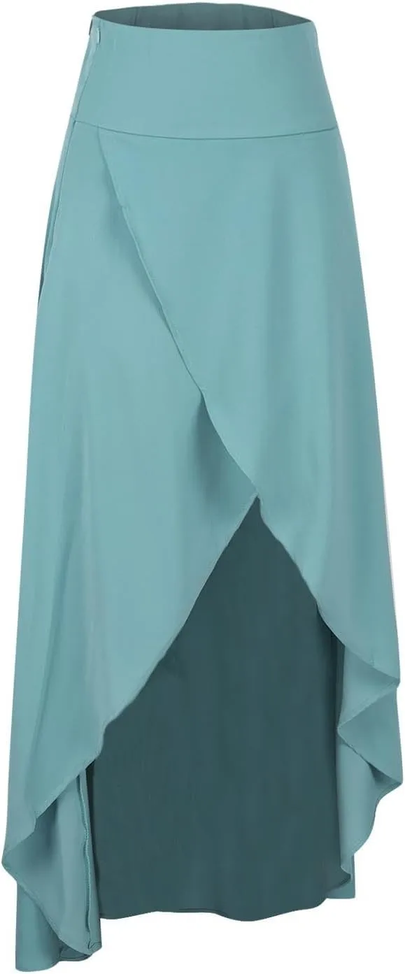 Elegant Maxi Skirt for Women 2024 Wrap Asymmetrical High Waist Casual Flowy Skirts Stylish Slit Summer Long Skirts