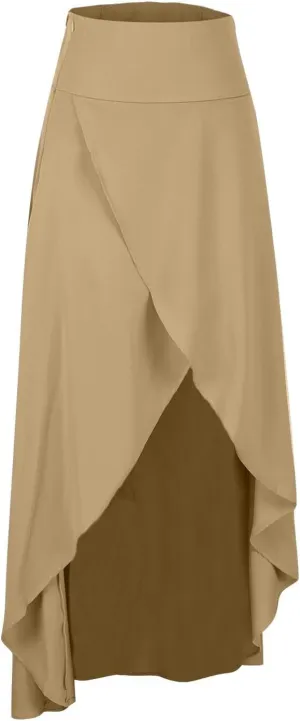 Elegant Maxi Skirt for Women 2024 Wrap Asymmetrical High Waist Casual Flowy Skirts Stylish Slit Summer Long Skirts