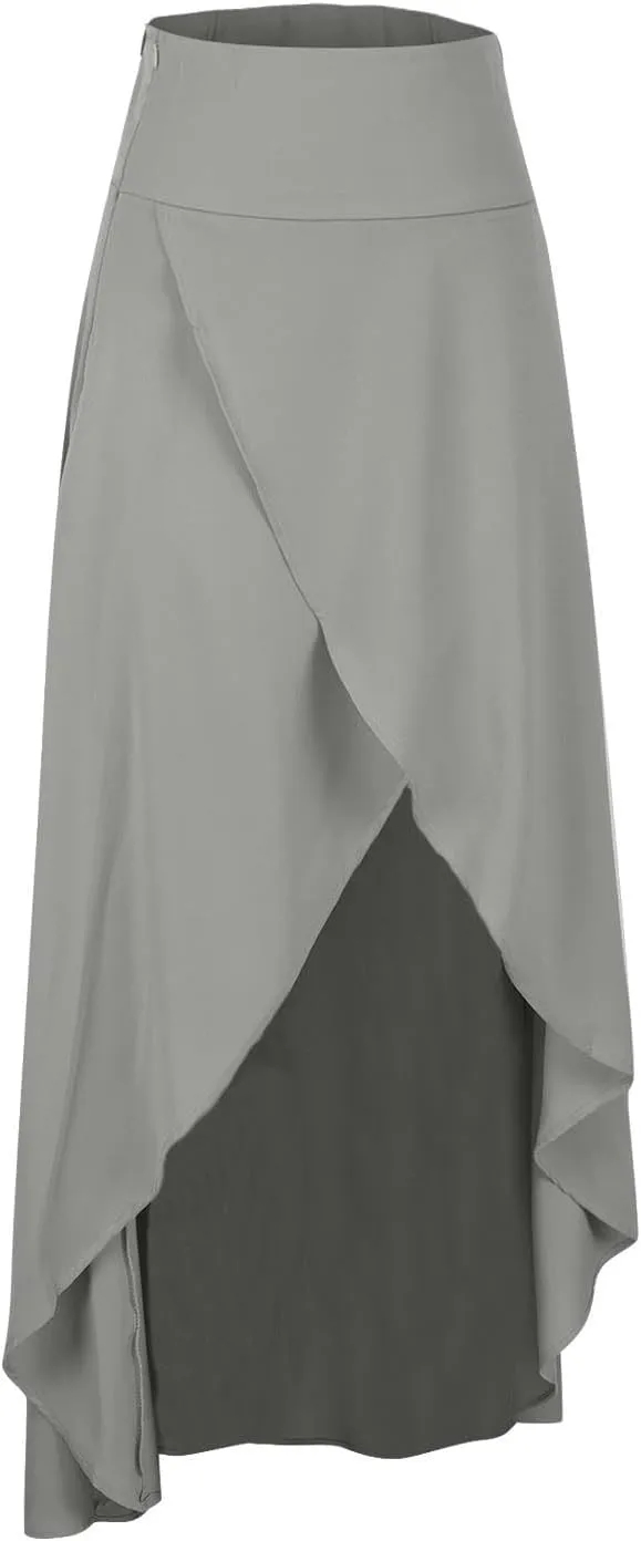 Elegant Maxi Skirt for Women 2024 Wrap Asymmetrical High Waist Casual Flowy Skirts Stylish Slit Summer Long Skirts
