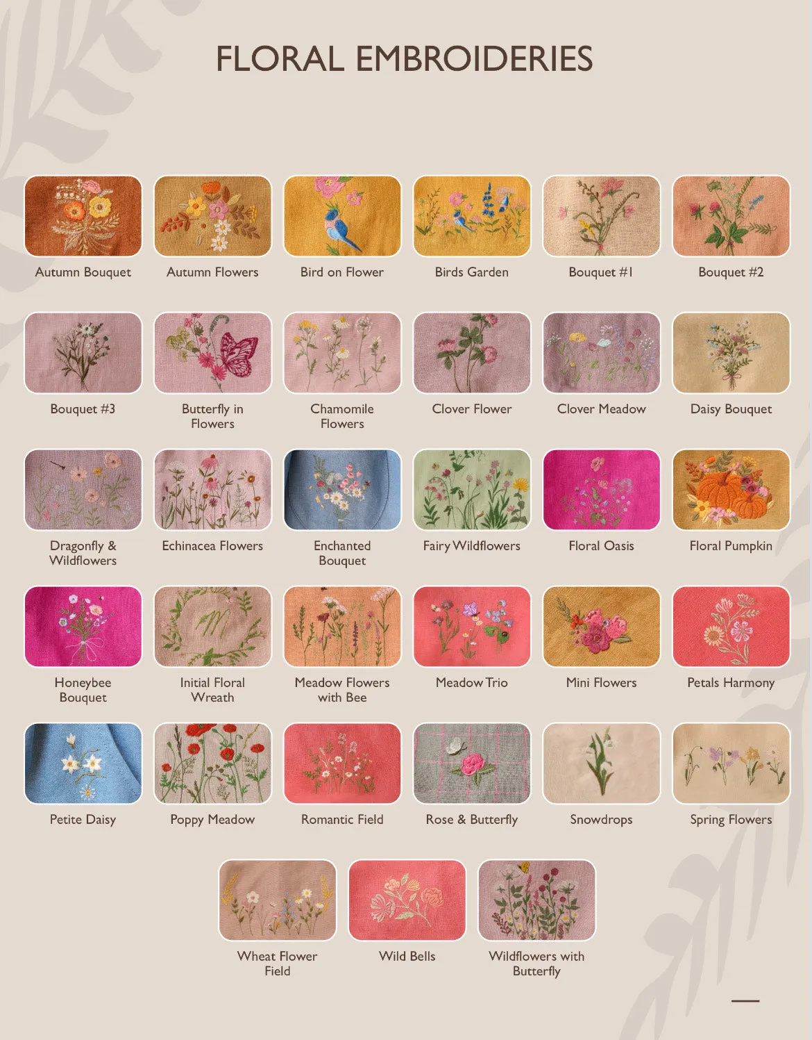 Embroidered Hair Bow with "Bouquet #3" Embroidery in Powder Linen