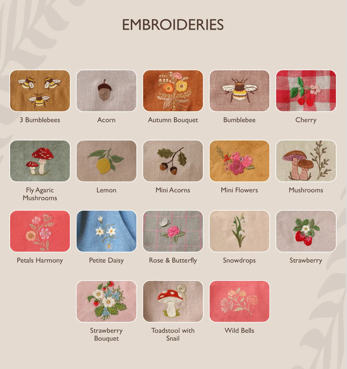 Embroidered Hair Bow with "Bouquet #3" Embroidery in Powder Linen
