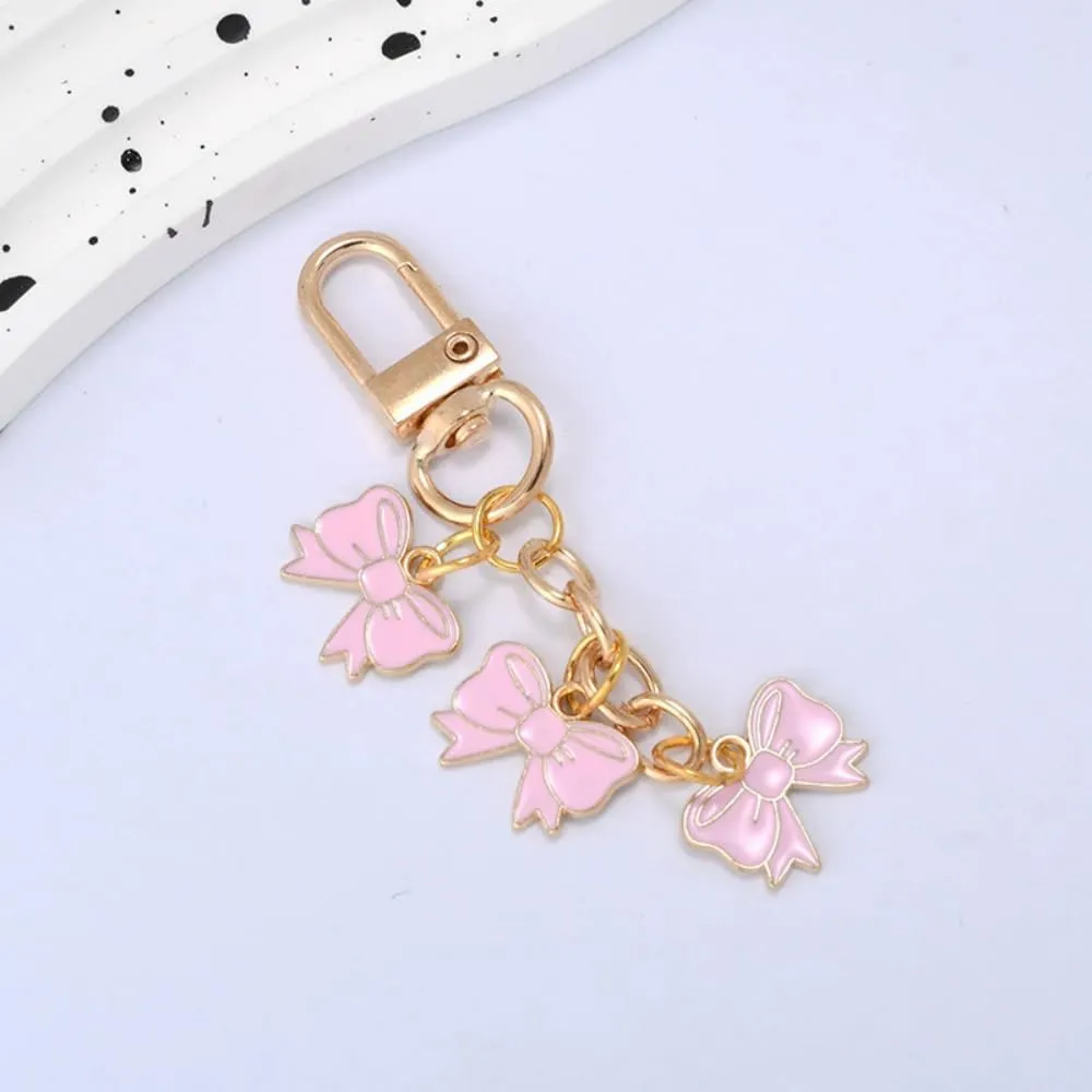 Enamel Bowknot Keychain for Women Y2K Sweet Cute Bow Charm Keyring Car Key Accessories Bag Decorations