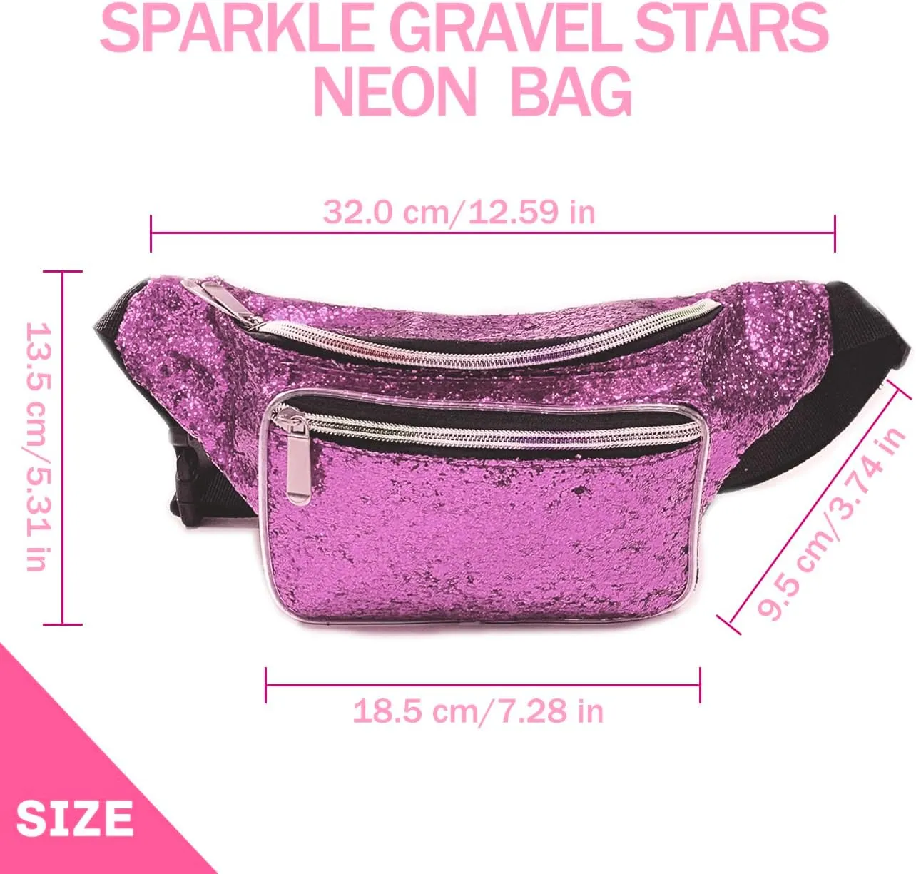 Fanny Pack Holographic with Heart Sunglasses, Adjustable Belts Crossbody Waist Bag for Women Men Daily Wear, Bachelor Party (Pink)