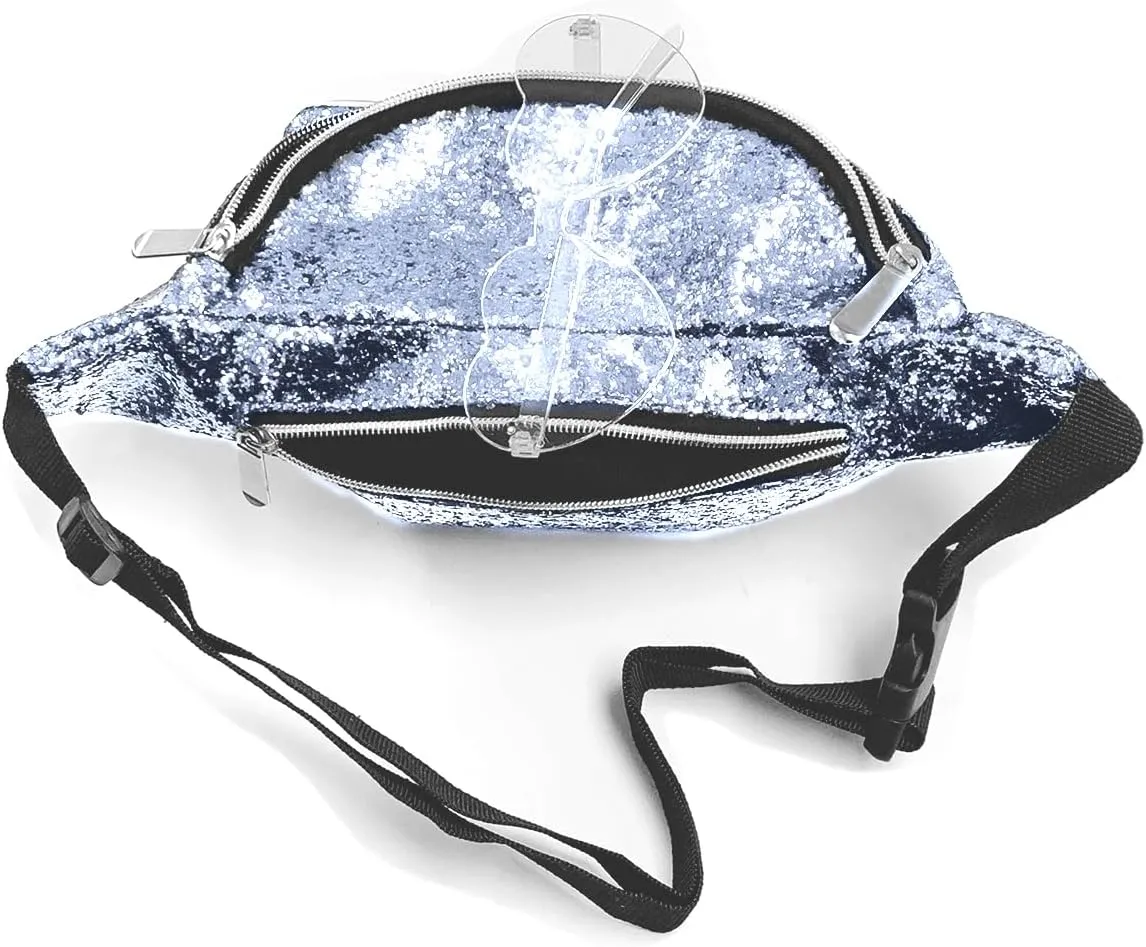 Fanny Pack Holographic with Heart Sunglasses, Adjustable Belts Crossbody Waist Bag for Women Men Daily Wear, Bachelor Party (Silver)