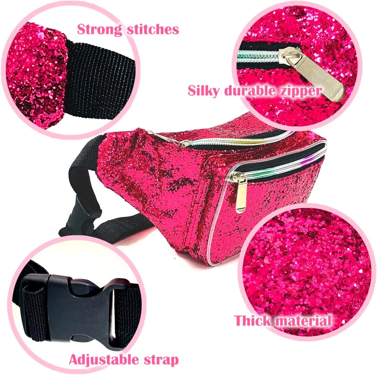 Fanny Pack Holographic with Heart Sunglasses, Adjustable Belts Crossbody Waist Bag for Women Men Daily Wear, Bachelor Party