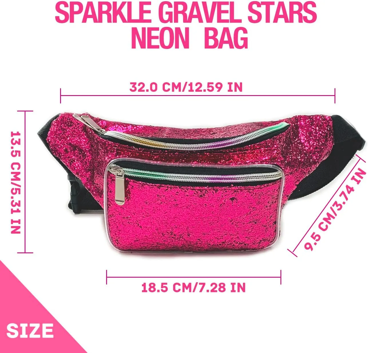 Fanny Pack Holographic with Heart Sunglasses, Adjustable Belts Crossbody Waist Bag for Women Men Daily Wear, Bachelor Party