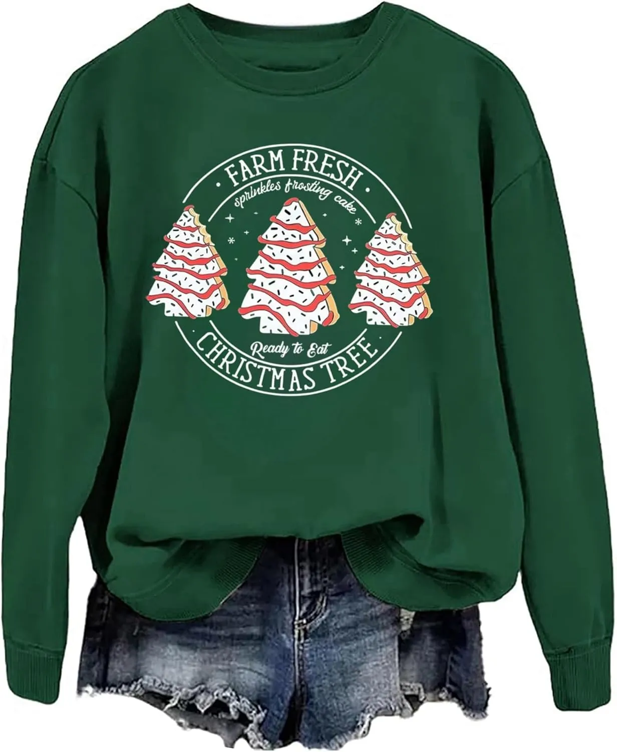 Farm Fresh Christmas Trees Women's Long Sleeve Merry Christmas Lightweight Pullover Top