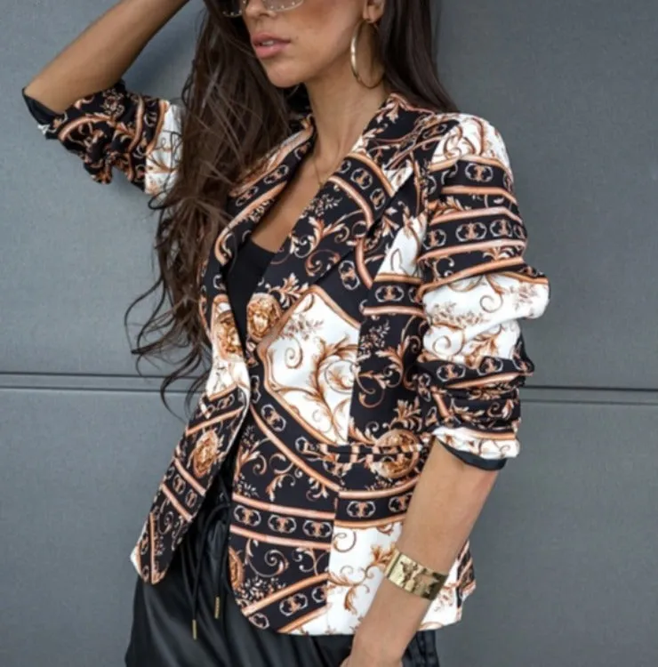 Fashion One-Button Small Printing Jacket