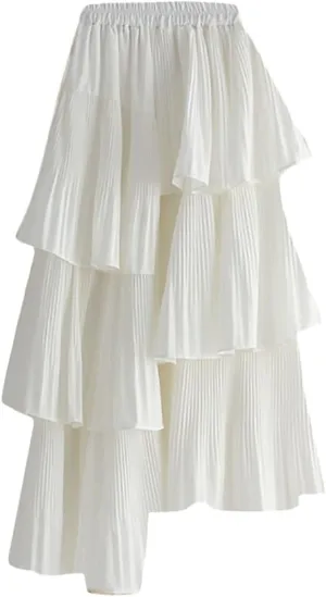 Fashion Skirts for Women 2024 Trendy Women's High Waisted A Line Skirt with Layered Design Flattering and