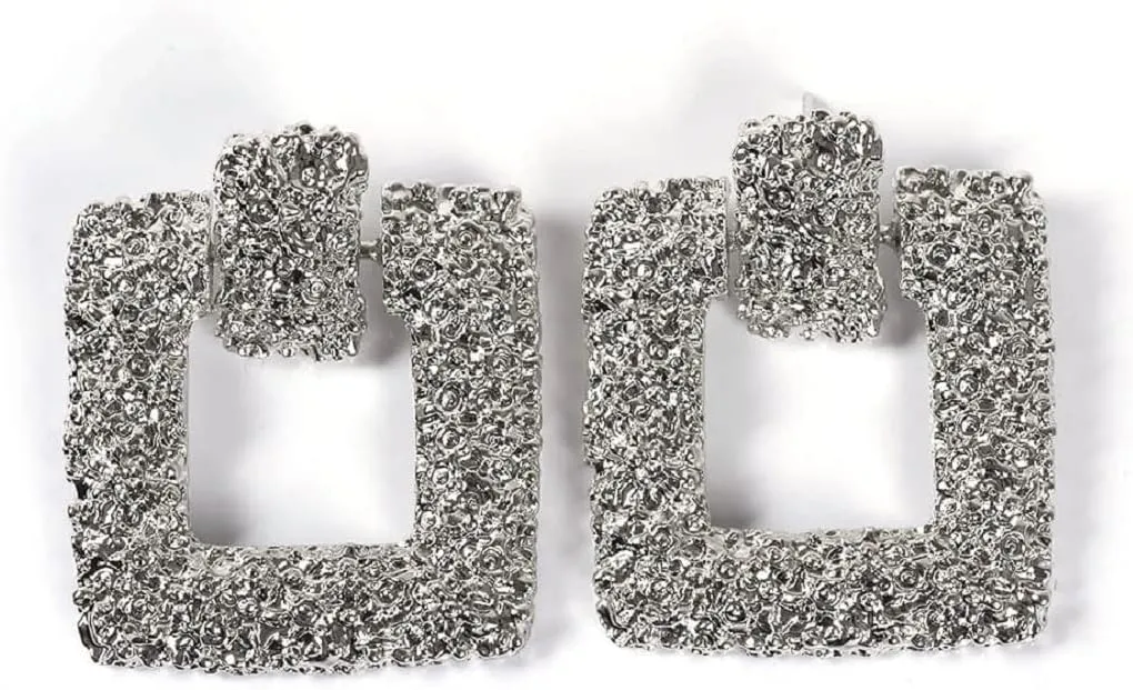Fashion Statement Dangle Earrings - Geometric Rectangle Design, Hypoallergenic, Boho Chic