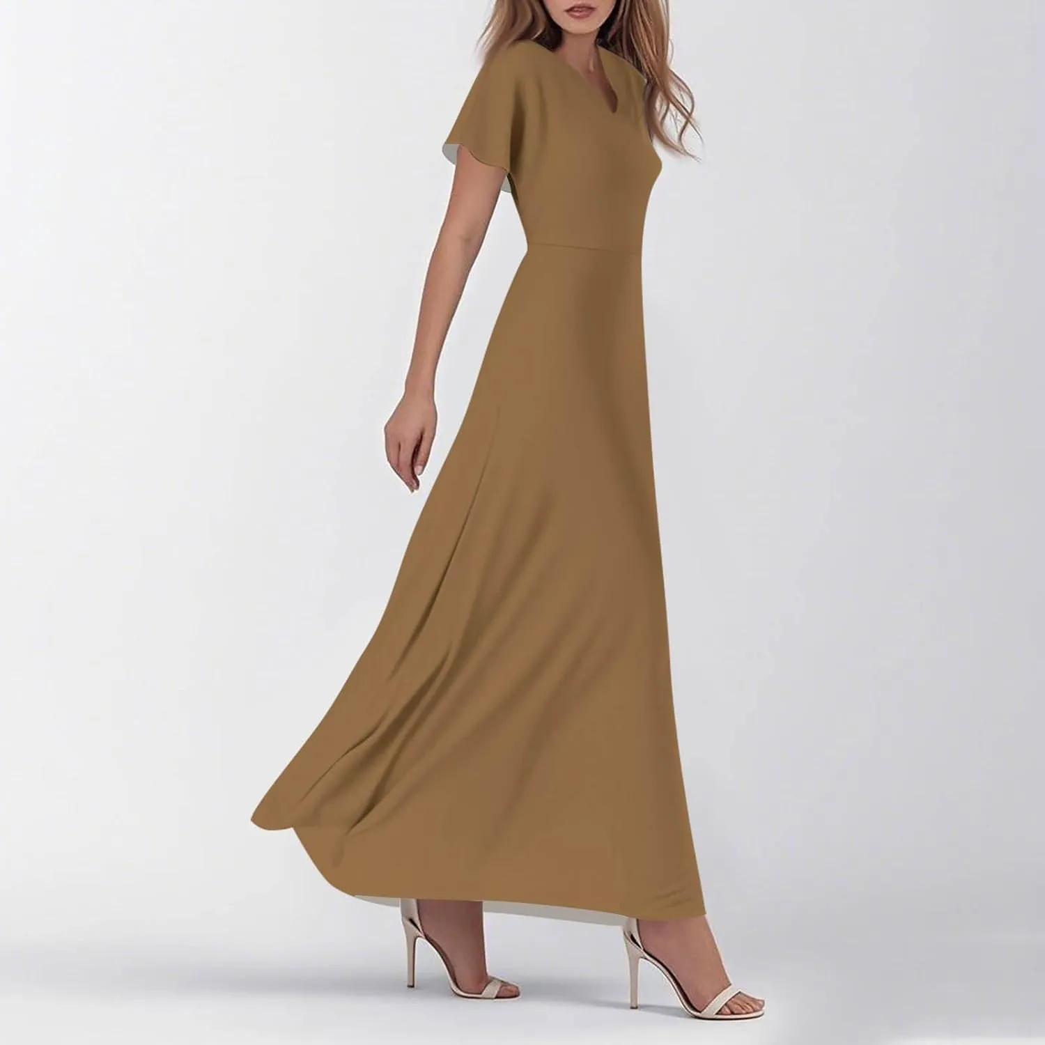Floral Maxi Dresses for Women 2025 Summer Flowy Elegant Short Sleeve Dress Spring Formal Wedding Guest Dresses