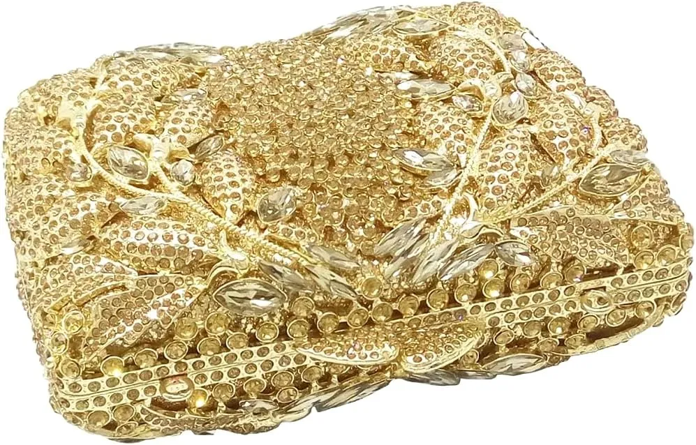 Flower Crystal Clutch Women Evening Bag Sparkly Rhinestone Purse Wedding Party Diamond Handbag
