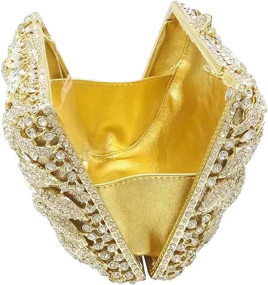 Flower Crystal Clutch Women Evening Bag Sparkly Rhinestone Purse Wedding Party Diamond Handbag