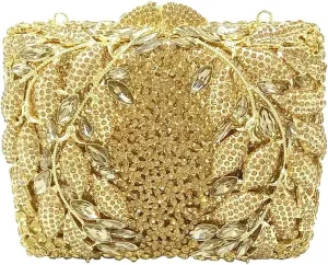 Flower Crystal Clutch Women Evening Bag Sparkly Rhinestone Purse Wedding Party Diamond Handbag