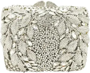 Flower Crystal Clutch Women Evening Bag Sparkly Rhinestone Purse Wedding Party Diamond Handbag