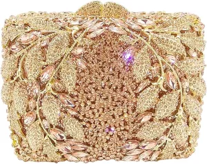 Flower Crystal Clutch Women Evening Bag Sparkly Rhinestone Purse Wedding Party Diamond Handbag