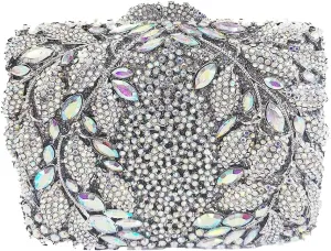 Flower Crystal Clutch Women Evening Bag Sparkly Rhinestone Purse Wedding Party Diamond Handbag