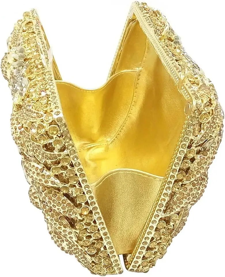 Flower Crystal Clutch Women Evening Bag Sparkly Rhinestone Purse Wedding Party Diamond Handbag