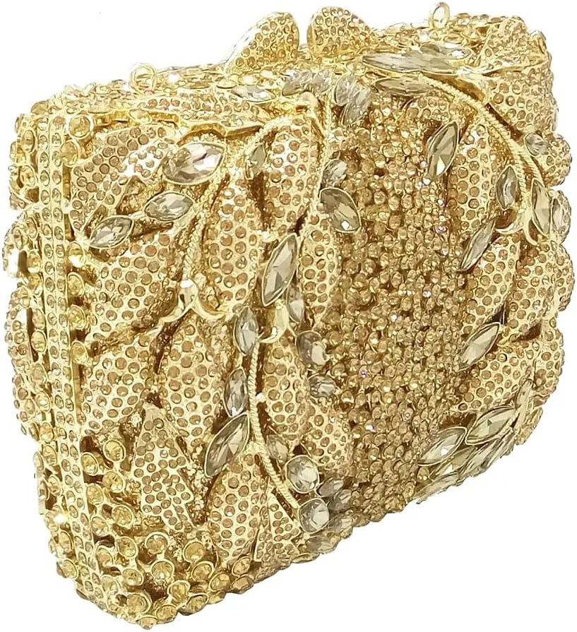Flower Crystal Clutch Women Evening Bag Sparkly Rhinestone Purse Wedding Party Diamond Handbag