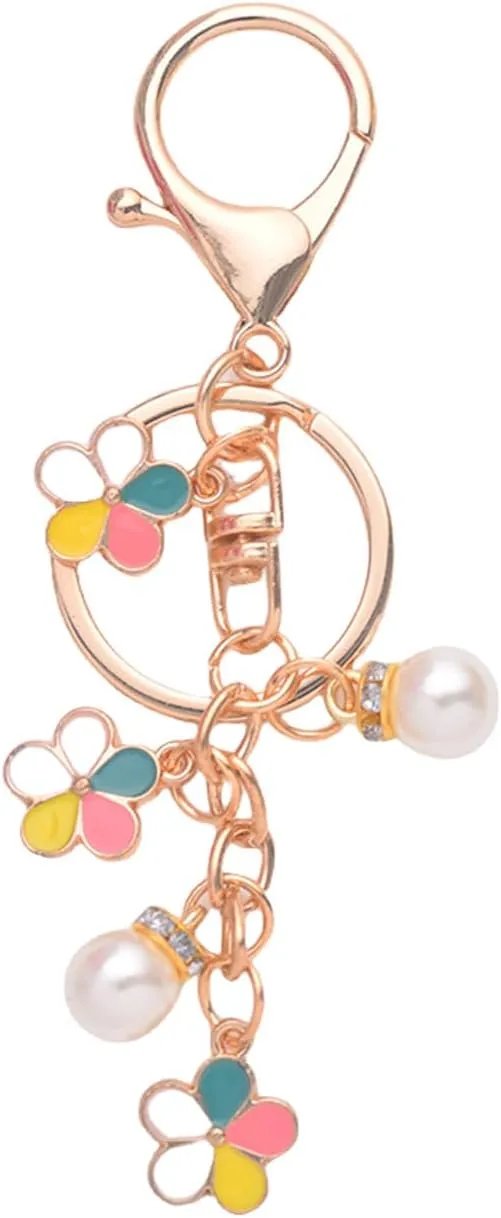 Flower Keychain Cherry Blossom Charm for Key Cute Keyring for Women Girls Handbag Backpack Purse Bag