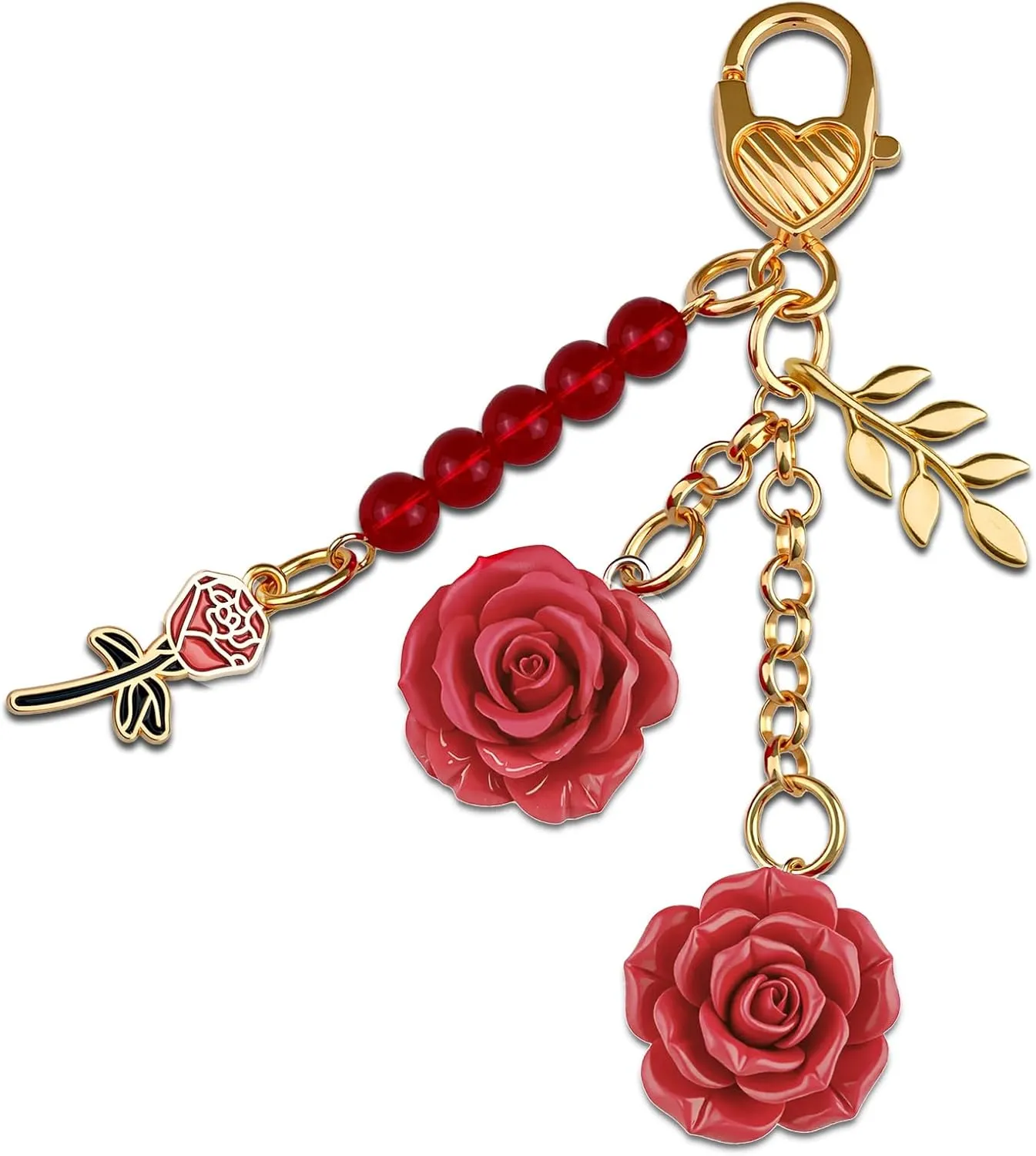 Flower Keychain Purse Charms Rose Keychain Bag Charms for Handbags Rose Gifts for Women Girls Friends Handbag Accessories Purse Decor Christmas Thanksgiving Birthday Present