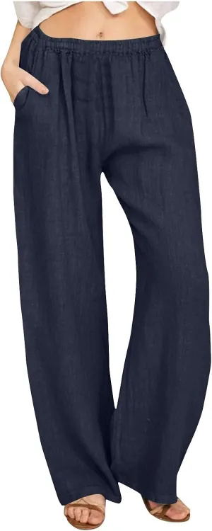 Flowy Pants for Women Comfy Wide Leg Pants High Waisted Loose Summer Pants Loose Boho Pants Soft Casual Beach Pants