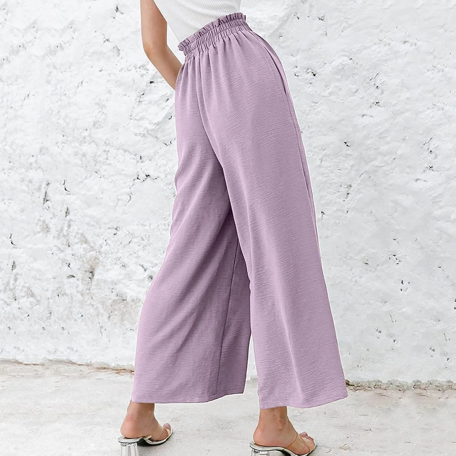 Flowy Pants for Women Shorts Daisy Fashion Print Pocket Wide Leg Button Loose Pants Linen Set for Women Outfits for