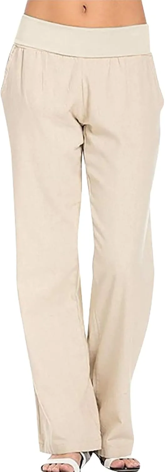 Flowy Pants for Women Shorts Daisy Fashion Print Pocket Wide Leg Button Loose Pants Linen Set for Women Outfits for