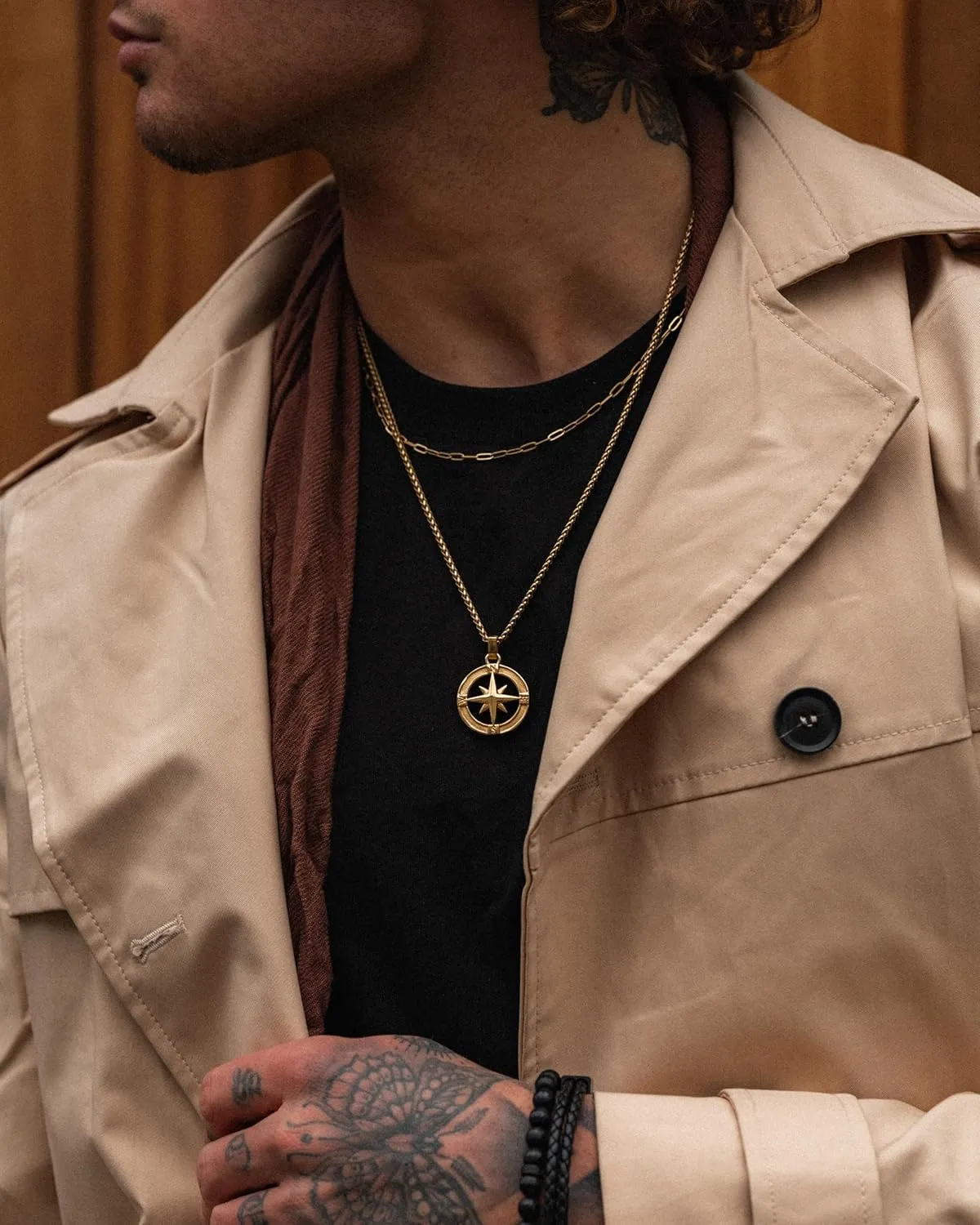 Forge & Foundry Men's Compass Pendant with Adjustable 21" Necklace Chain | Design-led, artisan jewelry from London
